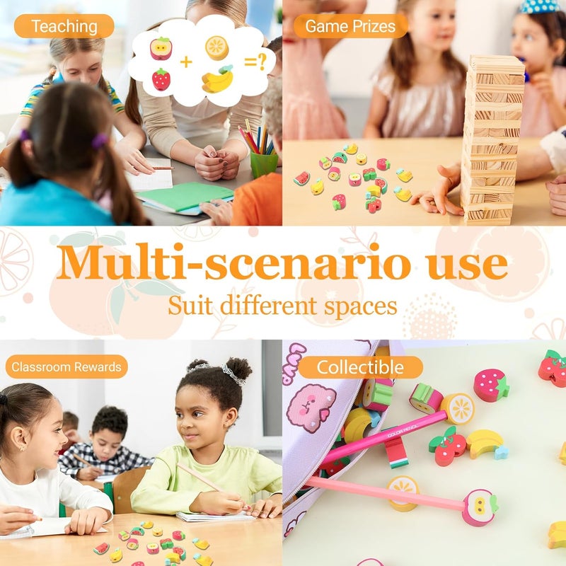 Wolpark 30 PCS Fruit Pencil Top Erasers for Kids Bulk Cute Fruit Apple Banana Strawberry Eraser Caps Pencil Eraser Tops for Kids Erasers Toppers for School Party Favors Back to School Supplies - Image 4
